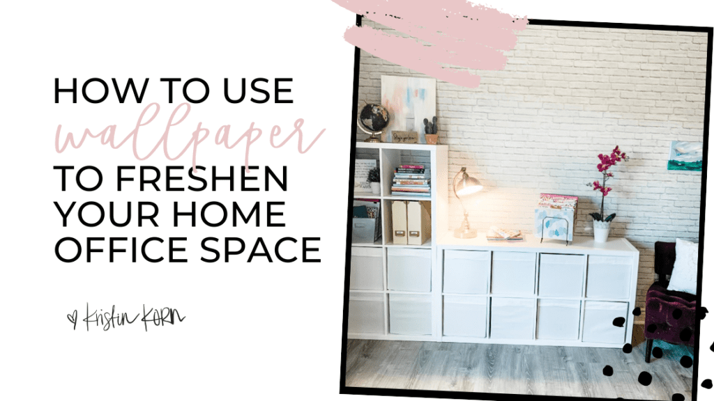 How to hang adhesive peel and stick wallpaper like a pro for a DIY home office renovation without using any messy paste or brushes.